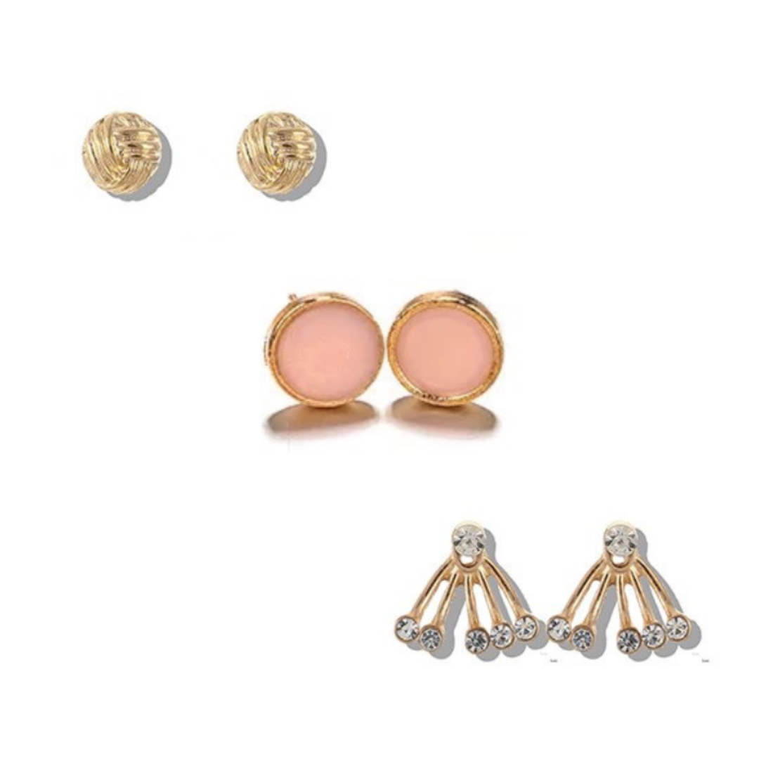 Assorted Stud Earring Set - 3 Pack