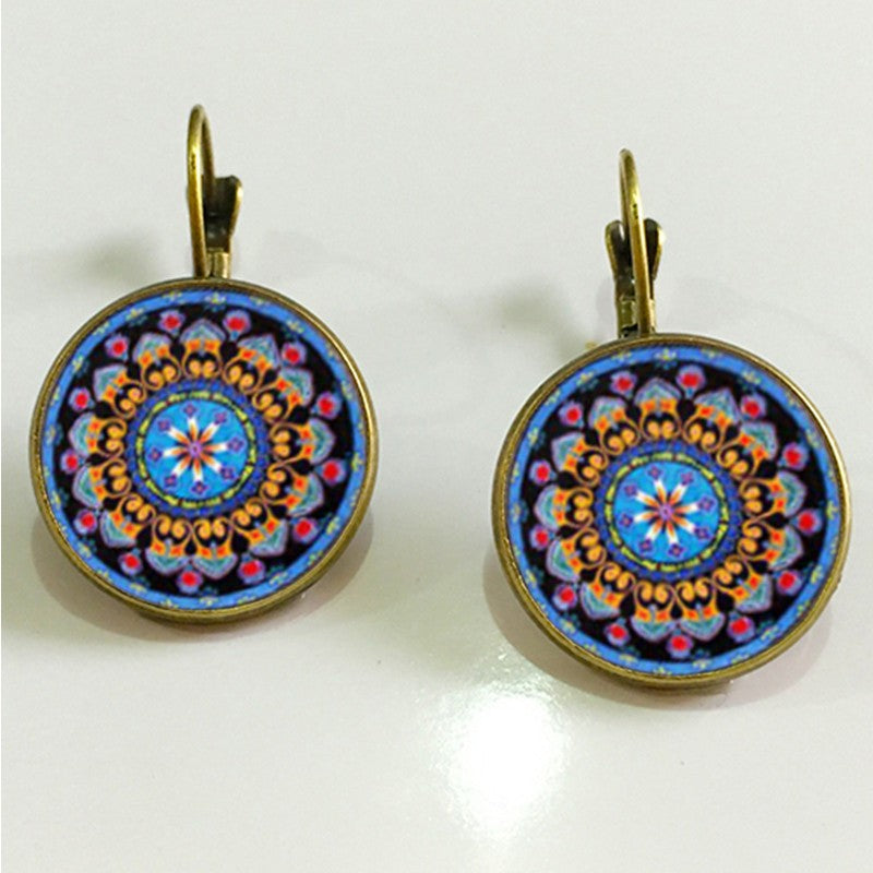 Bohemian Cabochon Glass Earrings