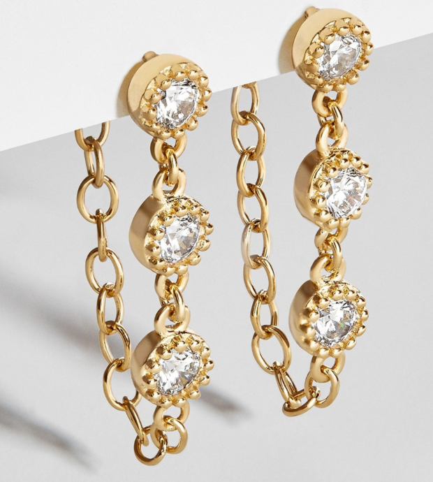 Front To Back Crystal Chain Earrings