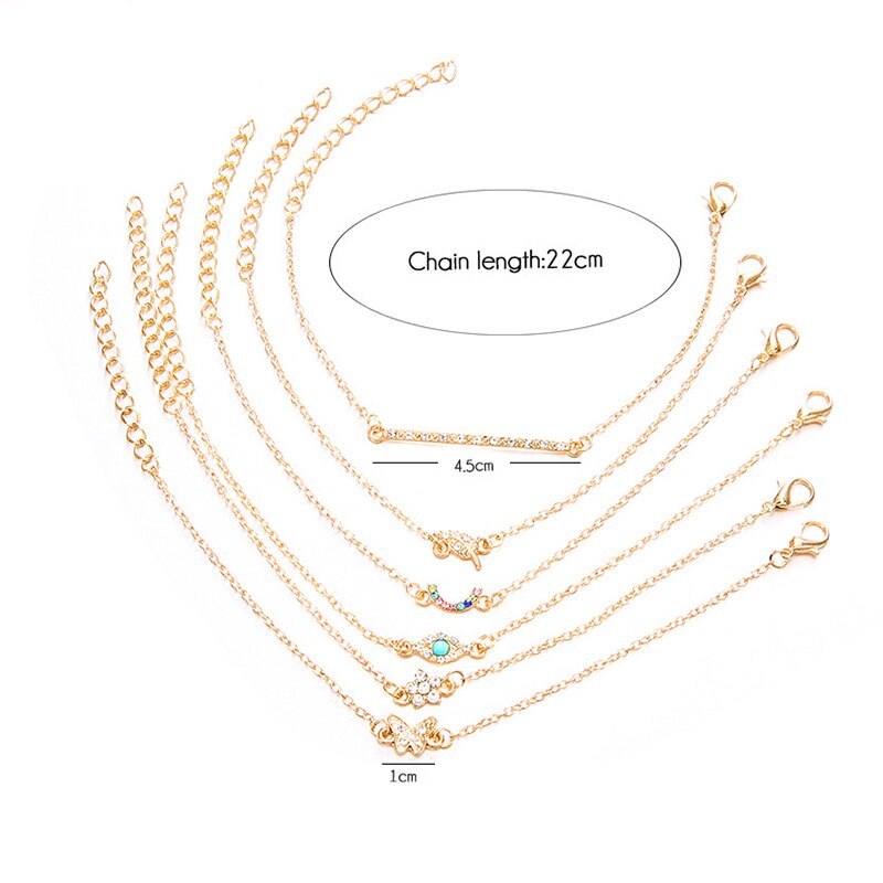 Charm Chain Bracelet Set - 6 Pack
