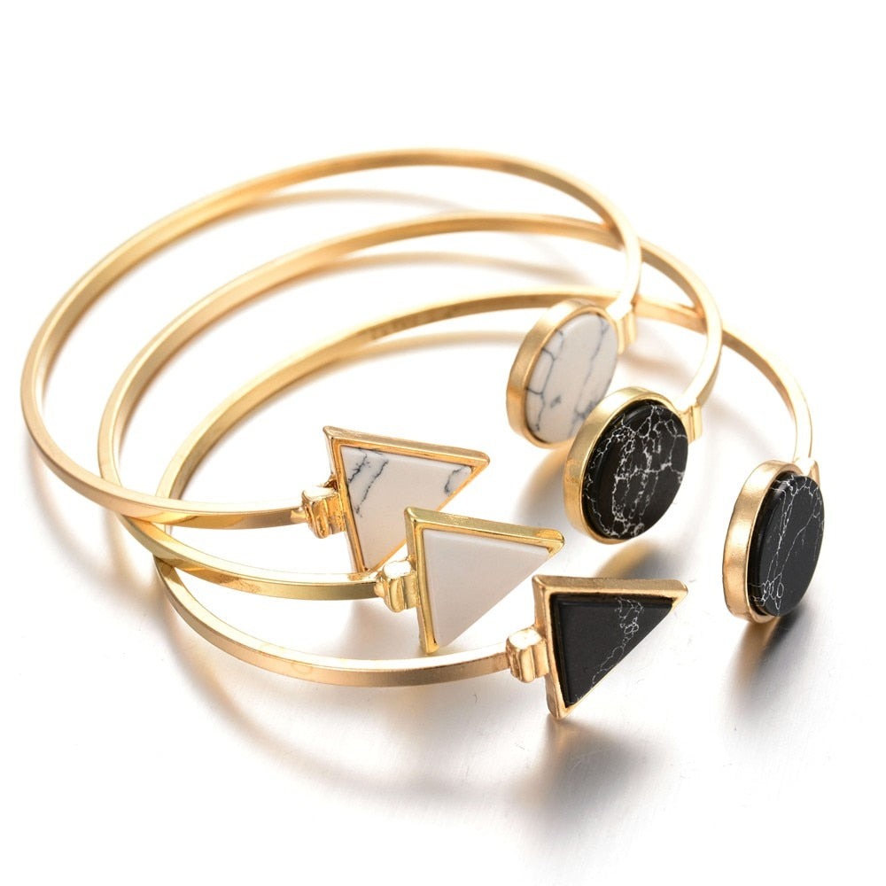 Round-Triangle Marble Bracelet
