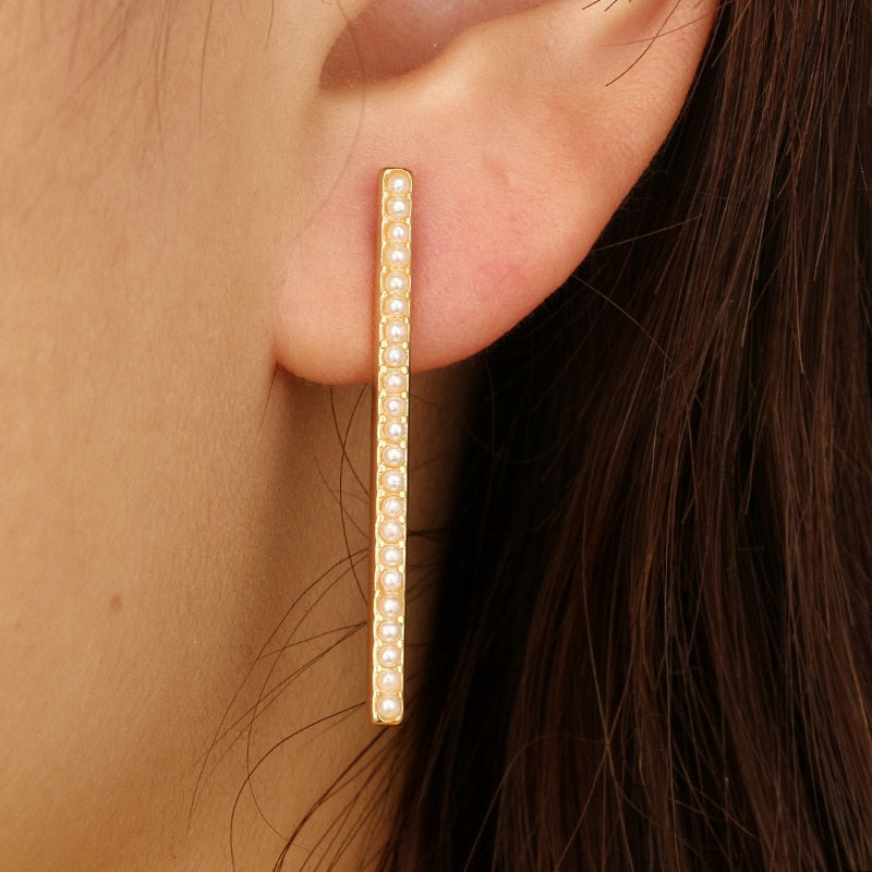 Pearl Bar Earrings