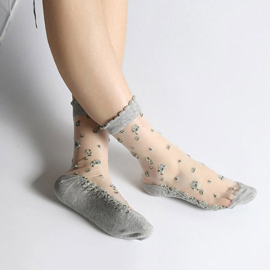 Daisy Sheer Socks - Grey