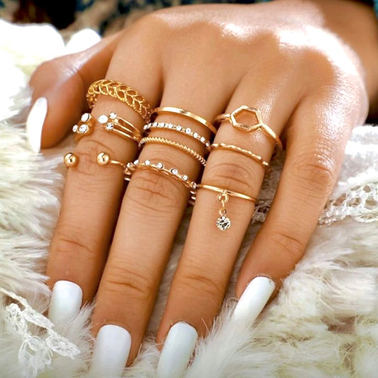8 Pack Assorted Ring Set