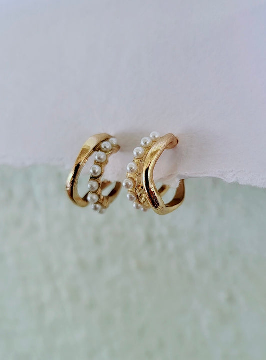 Athena Pearl Hoop Earrings