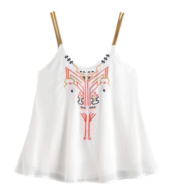 EMBROIDERED STRAPPY TOP