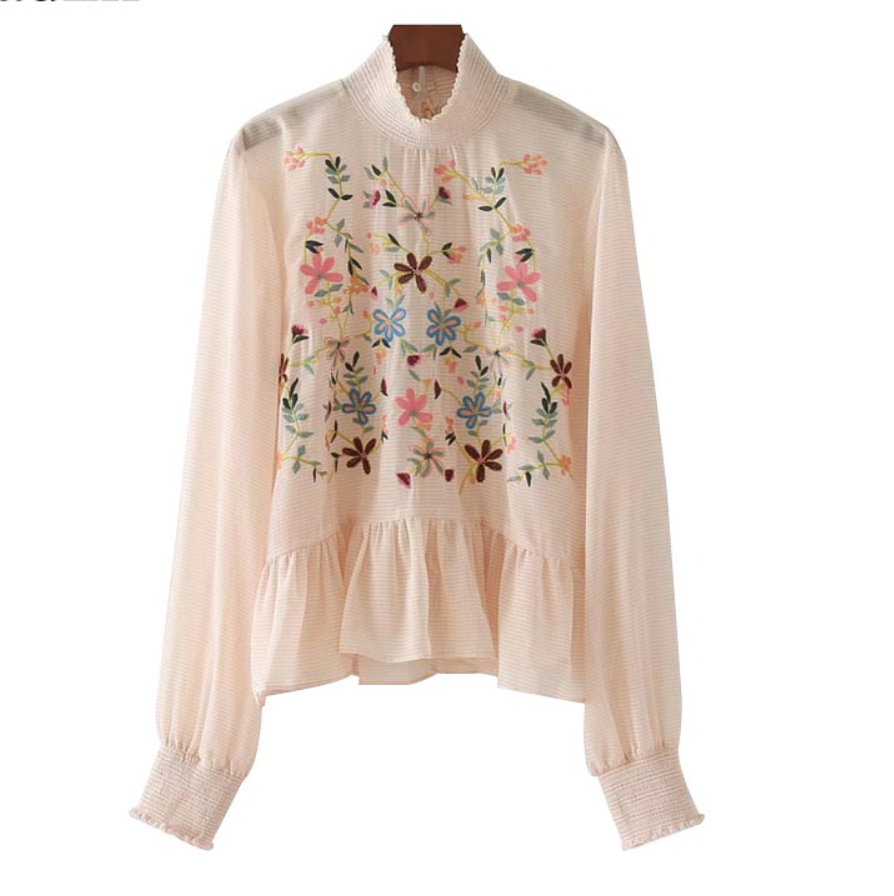 EMBROIDERED FRILLED TOP
