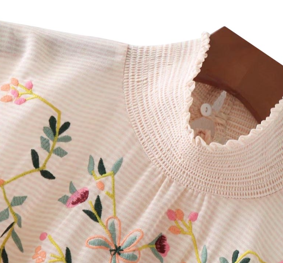 EMBROIDERED FRILLED TOP
