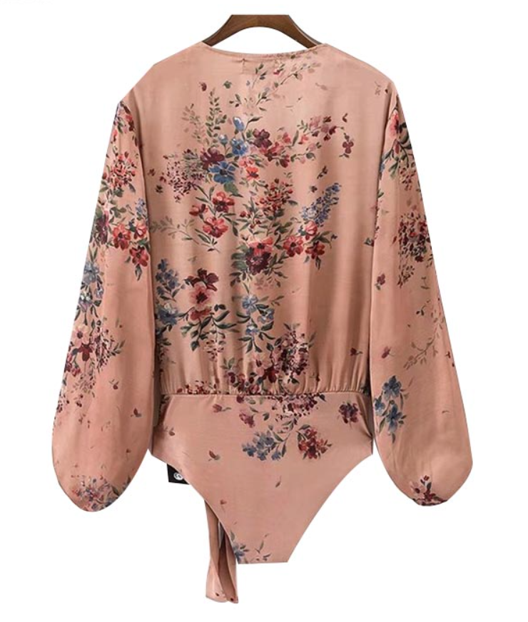 BODYSUIT WITH CROSSOVER NECKLINE AND BOW