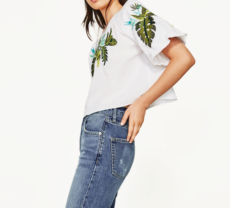 LEAF EMBOIDERED TOP