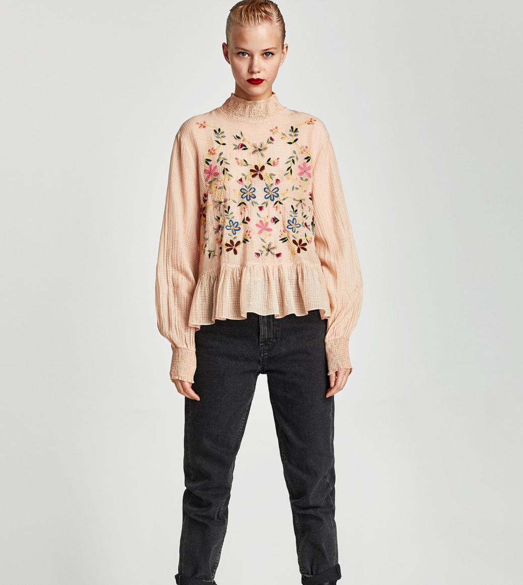 EMBROIDERED FRILLED TOP