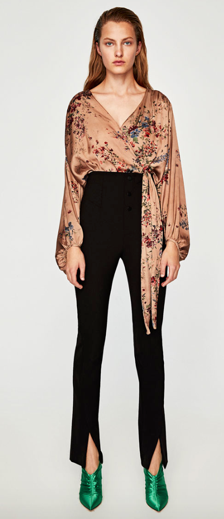 BODYSUIT WITH CROSSOVER NECKLINE AND BOW