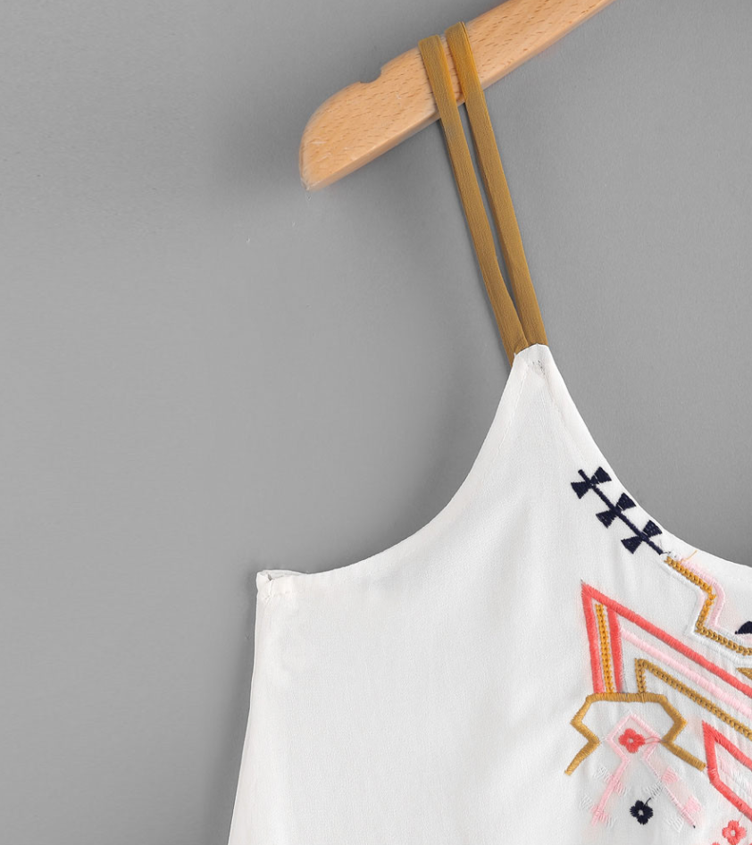 EMBROIDERED STRAPPY TOP