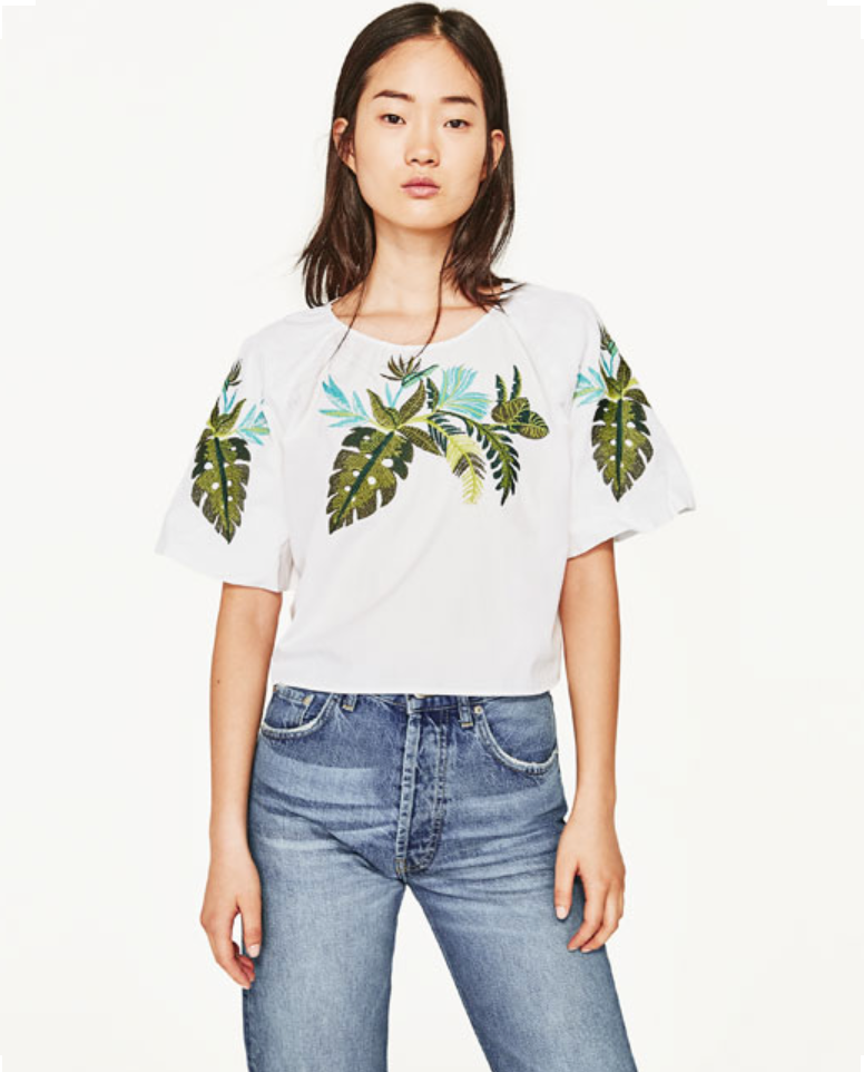 LEAF EMBOIDERED TOP
