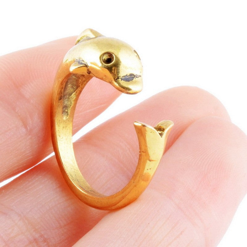 Beautiful Dolphin Design Original Impon Gold Ring FR1214
