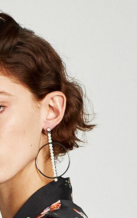 Crystal Circle Drop Earrings