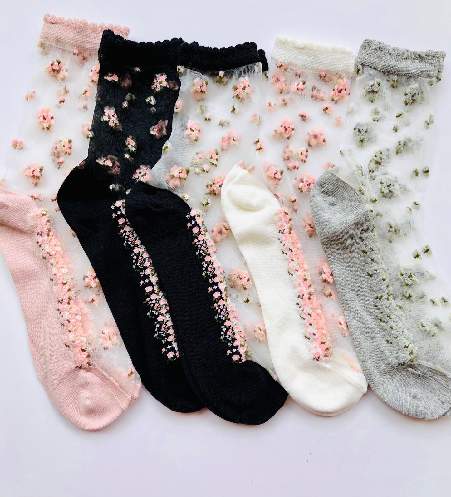 Daisy Sheer Socks - Pink