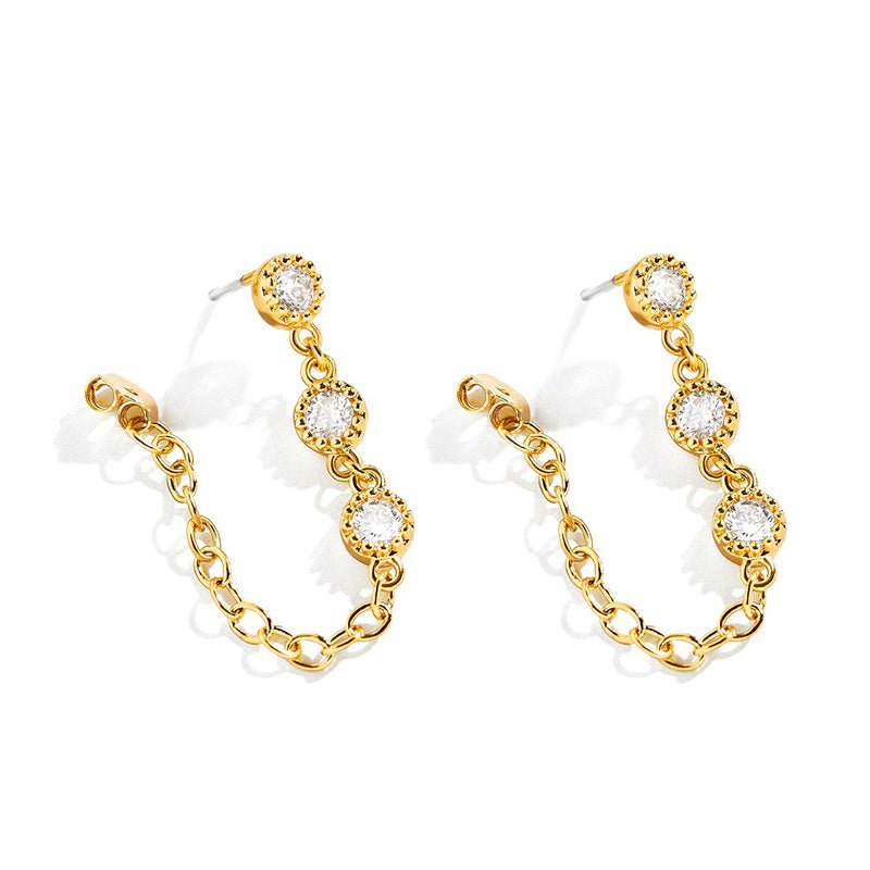 Front To Back Crystal Chain Earrings