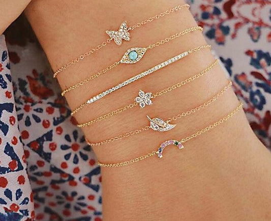 Charm Chain Bracelet Set - 6 Pack